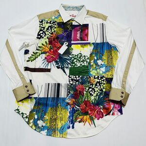 NWT Robert Graham Limited Edition Button Shirt Men XLT Blossom White Floral